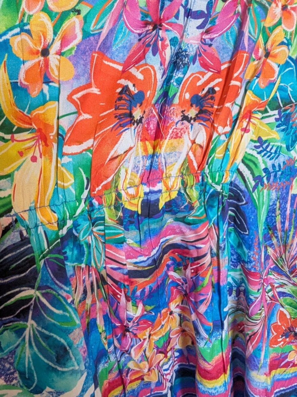 NWT | Island Tropics | OSFM  Mrs. Roper Romp Ready | Tropical Rainbow Hue Kaftan - Picture 14 of 15